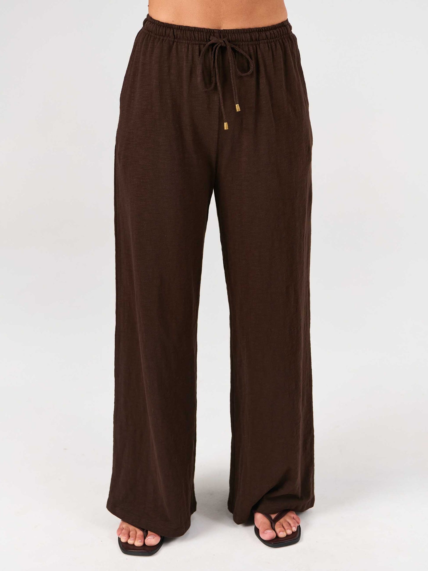 Textured Slub Lounge Pant - Coffee Bean