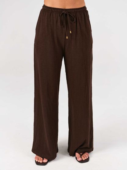 Textured Slub Lounge Pant - Coffee Bean