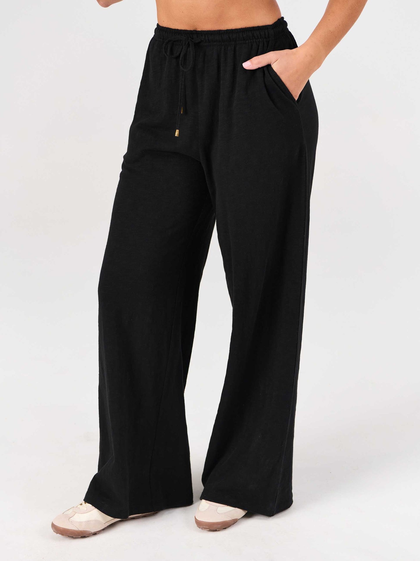 Textured Slub Lounge Pant - Black