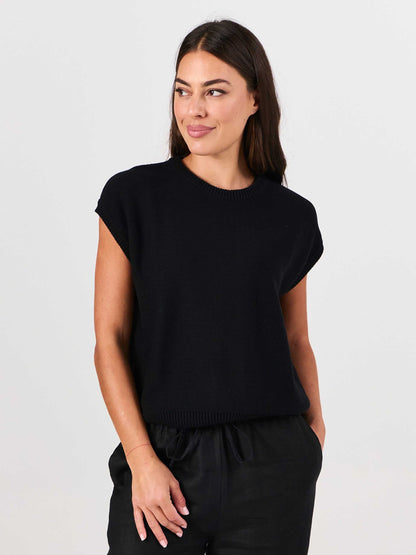 Lee Cotton Knit Vest- Black
