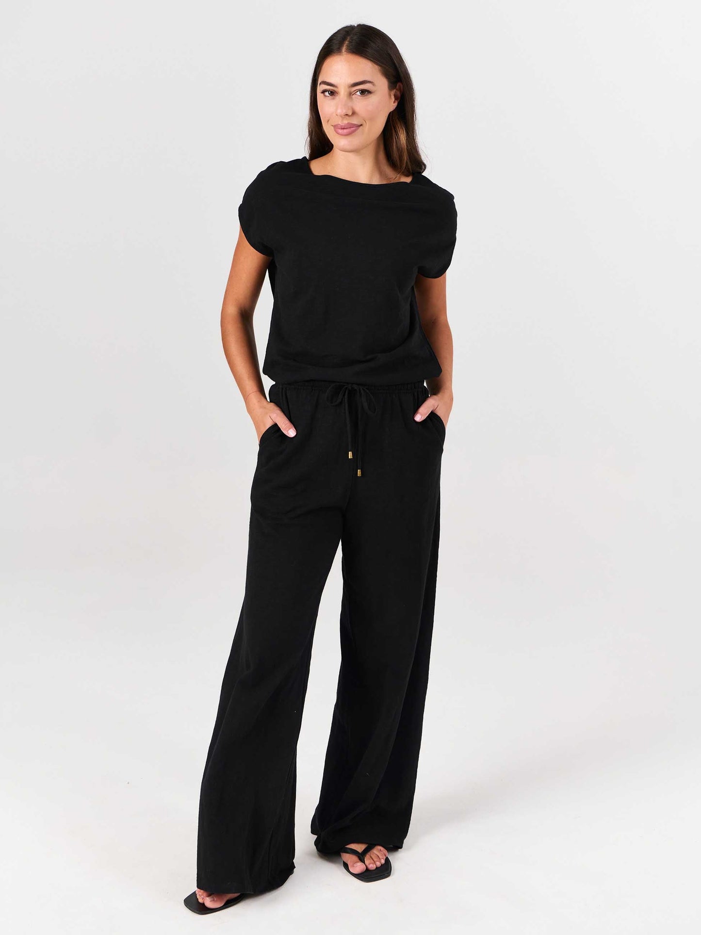 Textured Slub Lounge Pant - Black