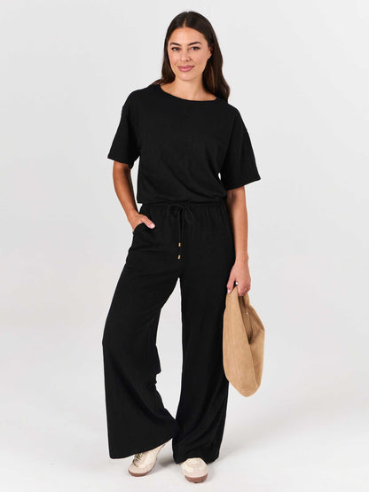 Textured Slub Lounge Pant - Black