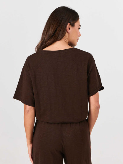 Textured Slub Eden Tee - Coffee Bean
