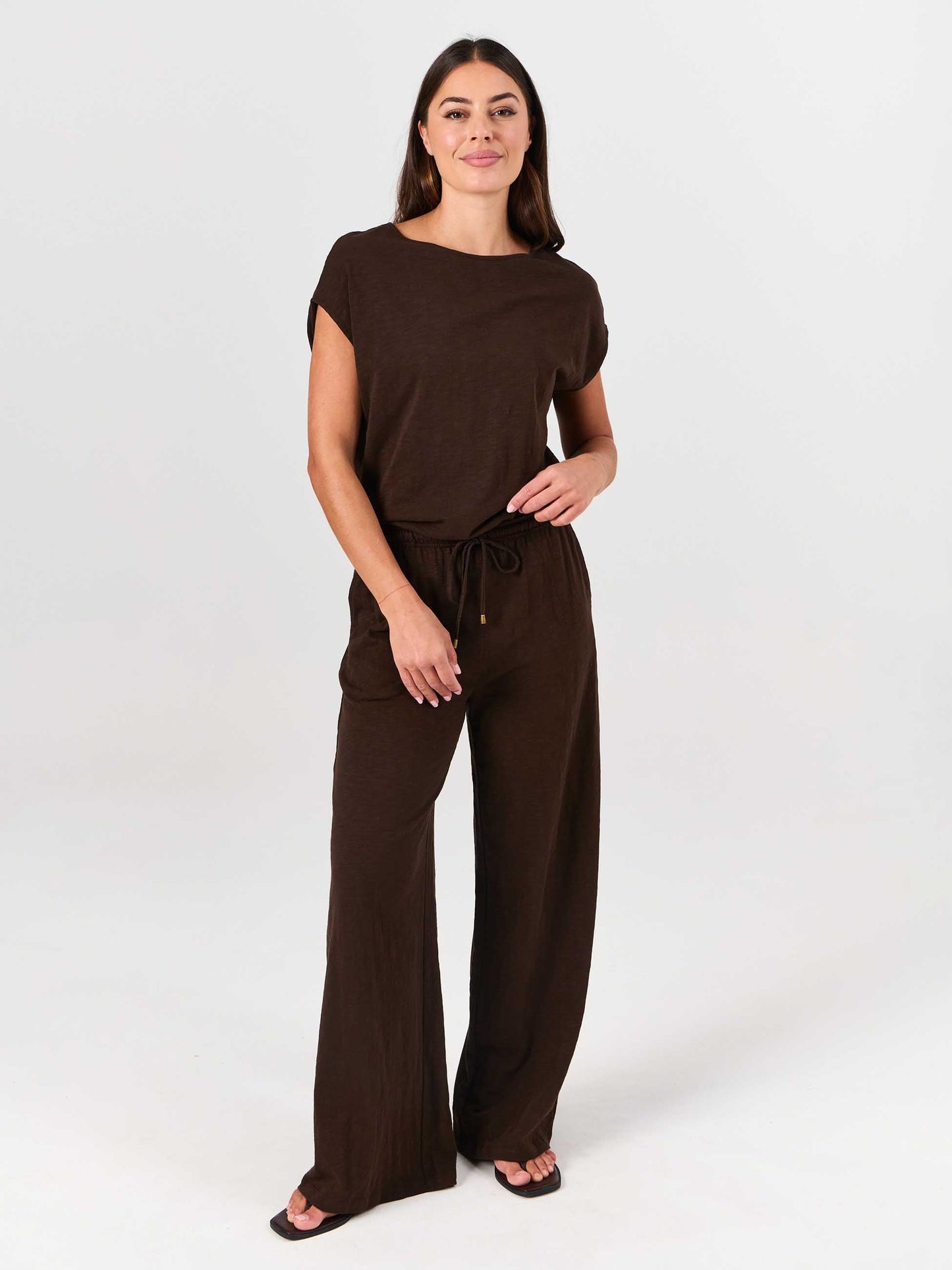 Textured Slub Luxe Layer Tee - Coffee Bean