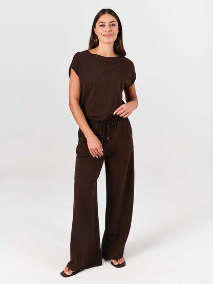 Textured Slub Luxe Layer Tee - Coffee Bean