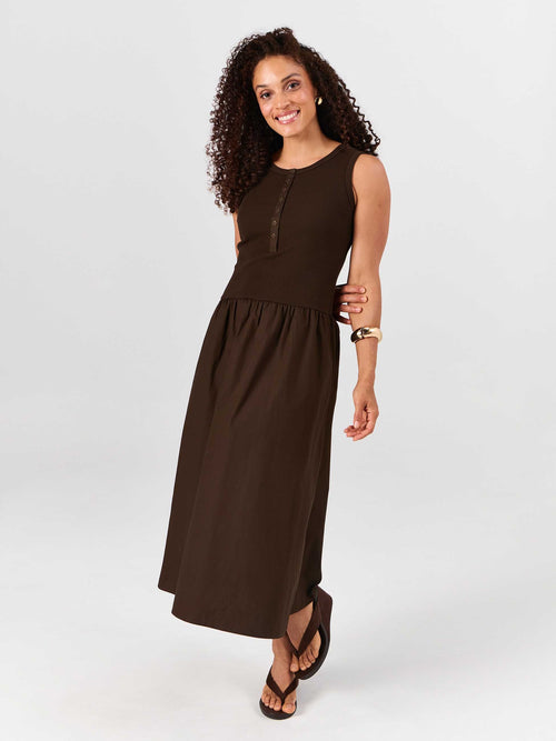 Aria Sleeveless Dress - Coffee Bean