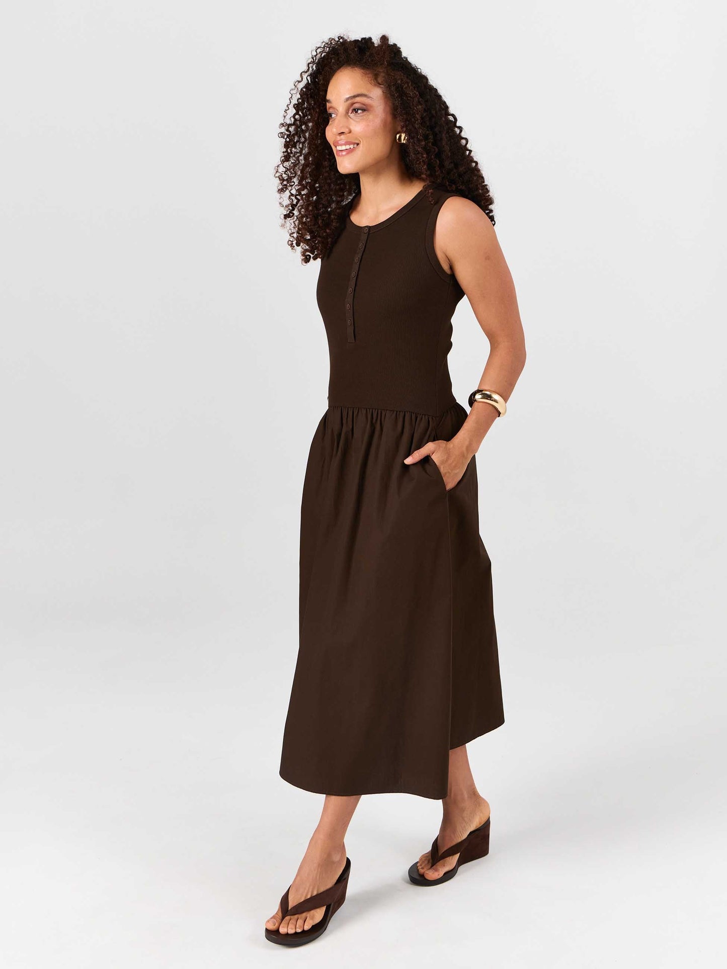 Aria Sleeveless Dress - Coffee Bean