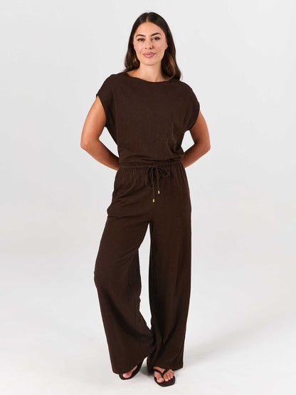 Textured Slub Luxe Layer Tee - Coffee Bean