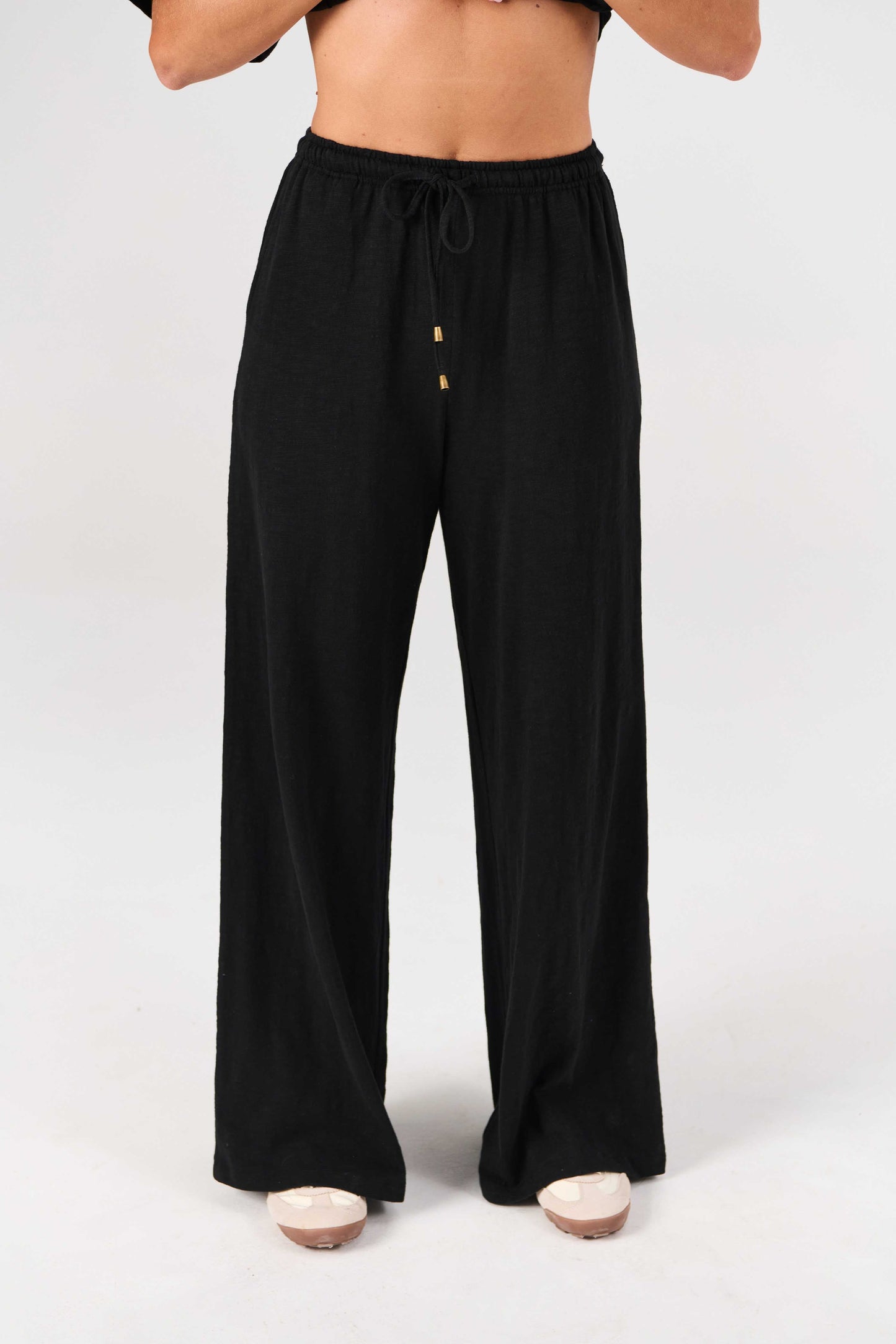 Textured Slub Lounge Pant - Black