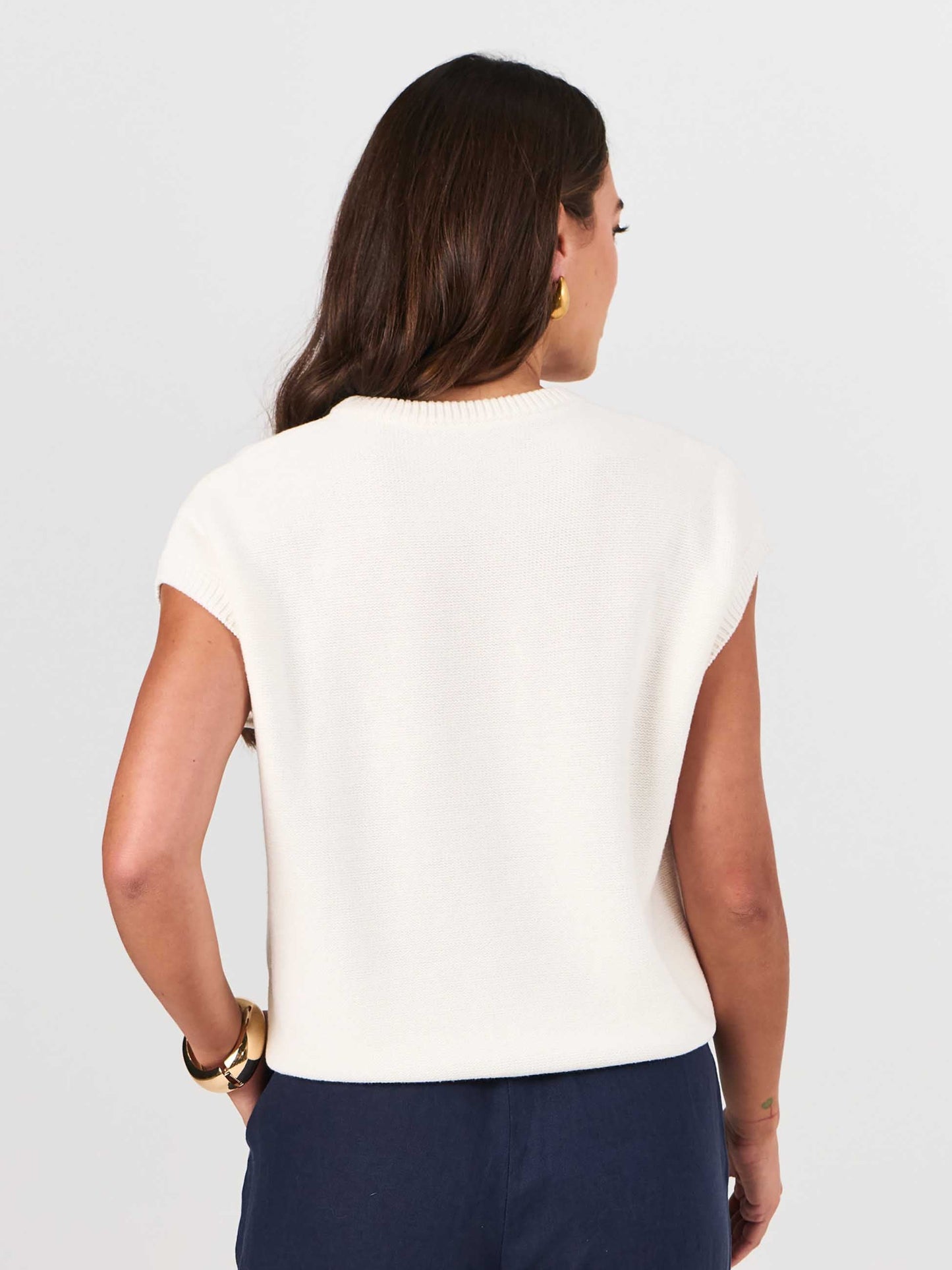 Lee Cotton Knit Vest- Soft White