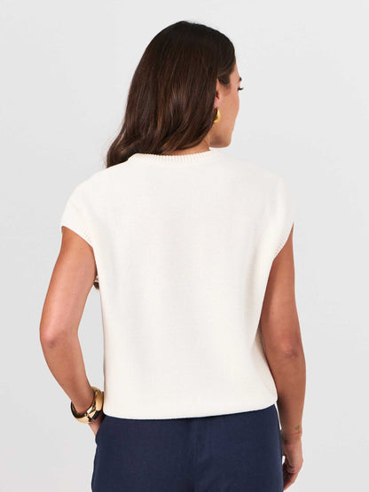 Lee Cotton Knit Vest- Soft White