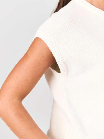 Lee Cotton Knit Vest- Soft White