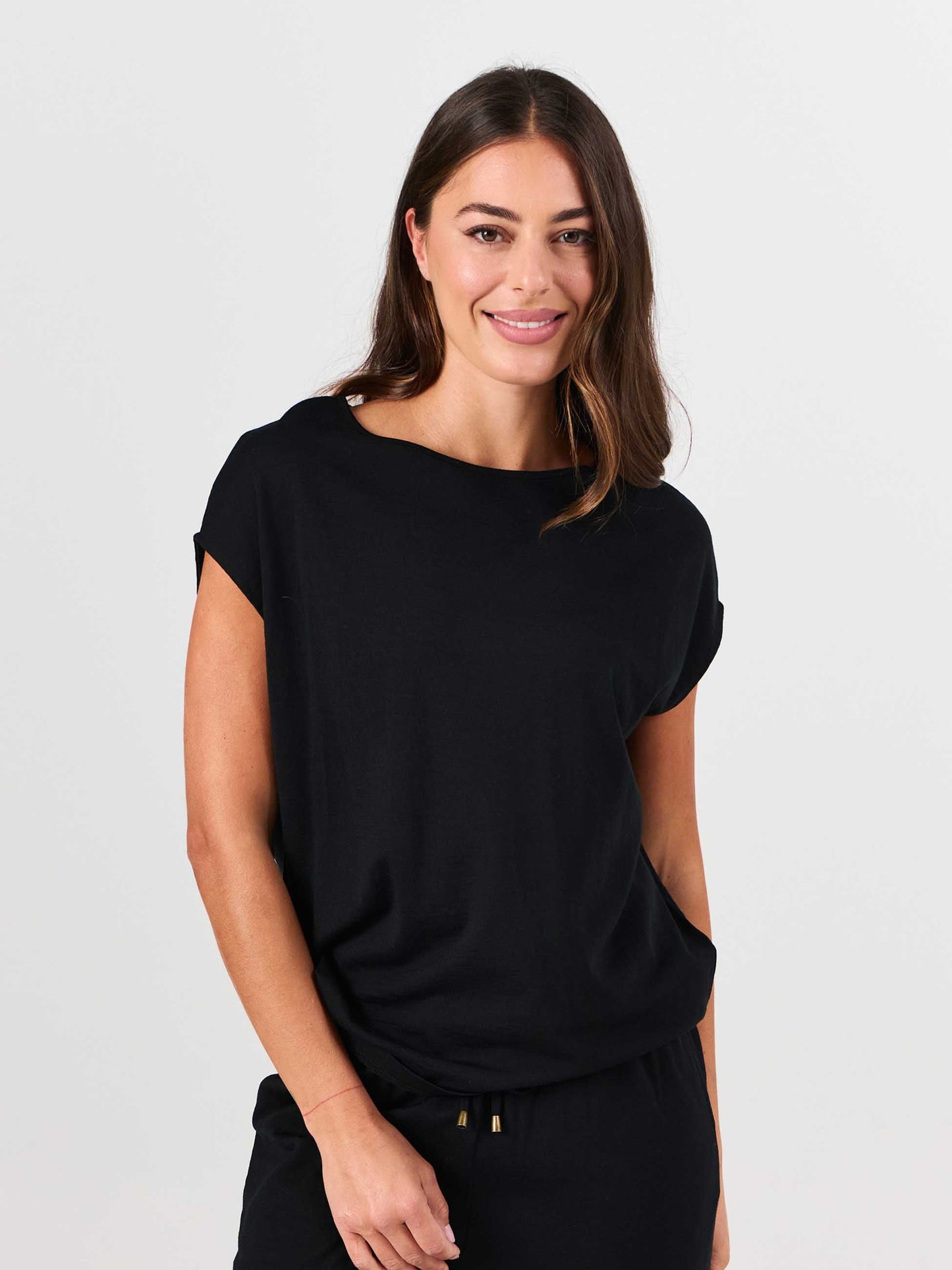 Luxe Layer Merino Wool Tee - Black