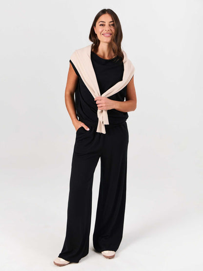 Merino Wool Lounge Pant - Black