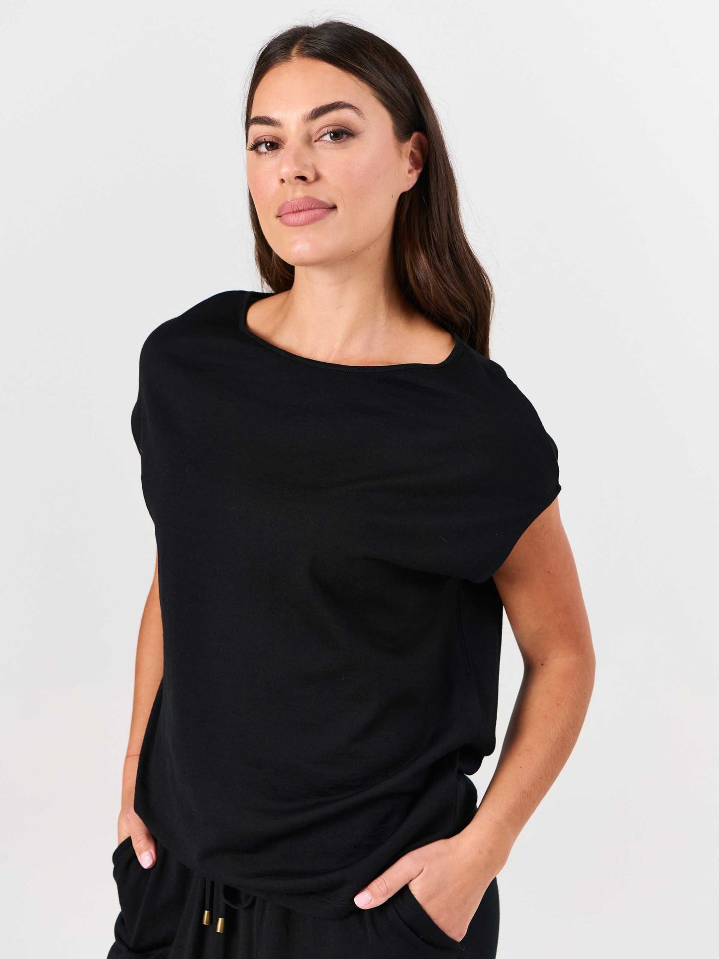 Luxe Layer Merino Wool Tee - Black