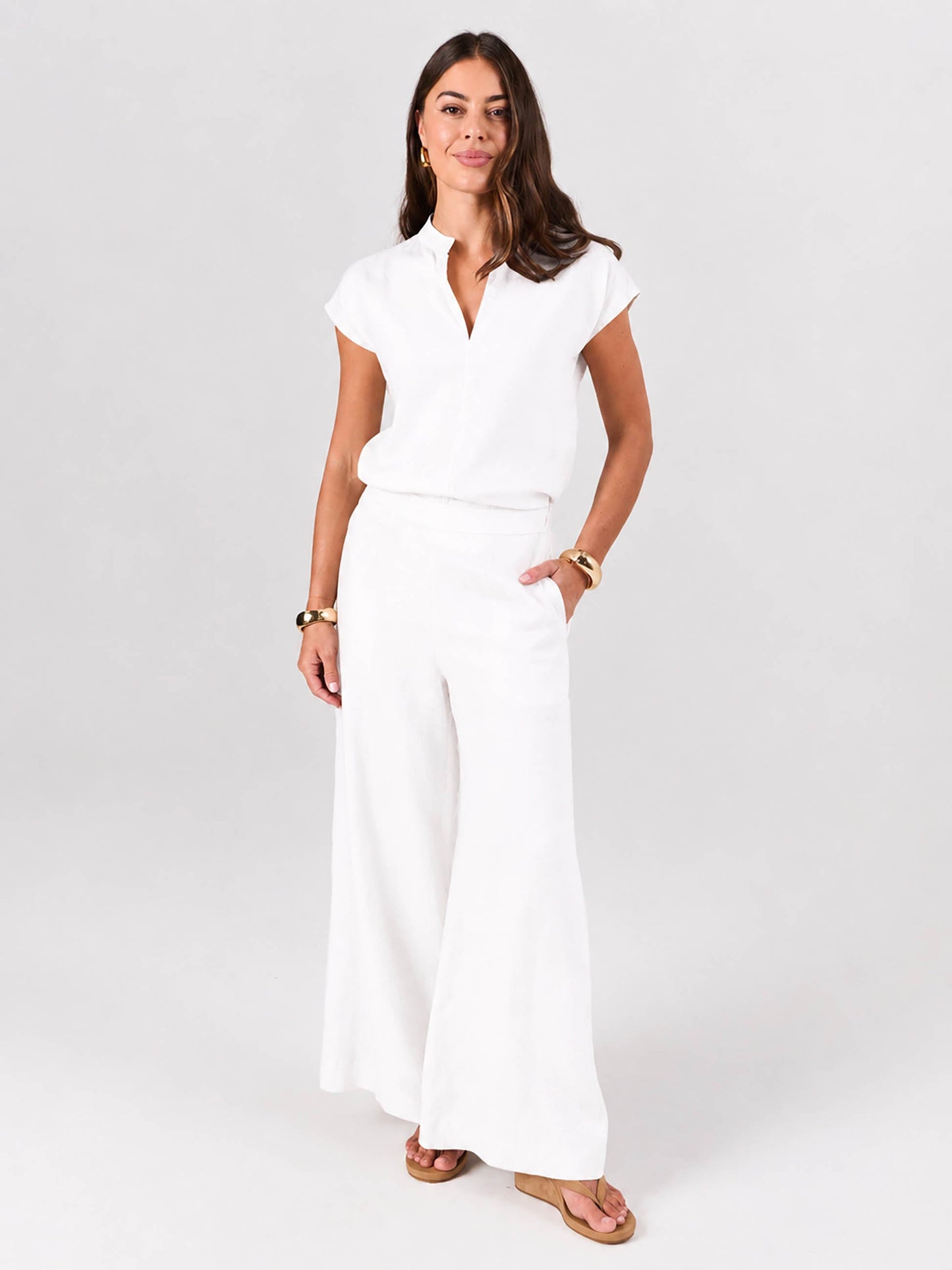 Sophia Linen Tunic - White