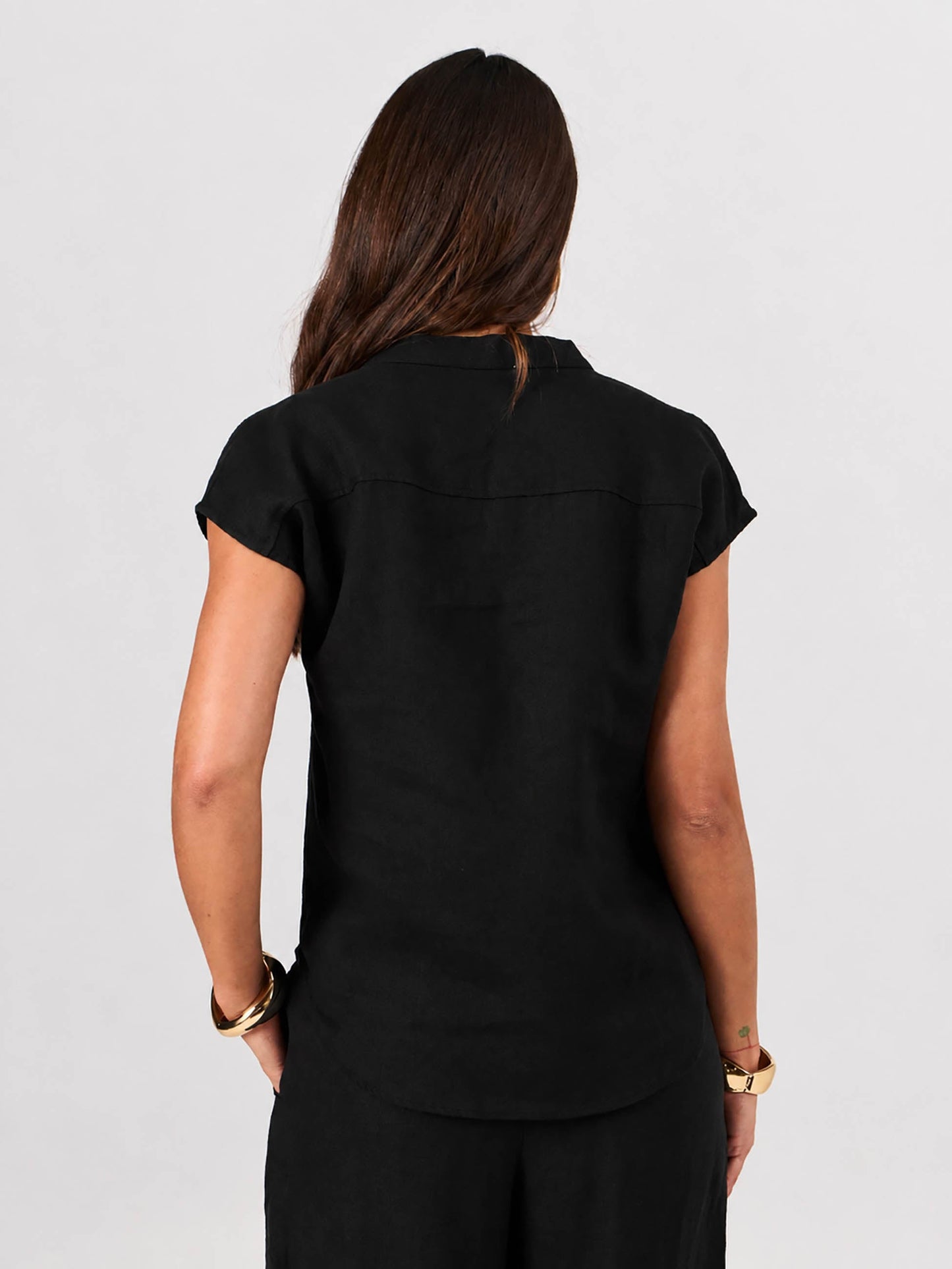 Sophia Linen Tunic - Black