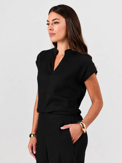 Sophia Linen Tunic - Black