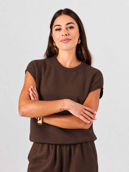 Lee Cotton Knit Vest- Coffee Bean