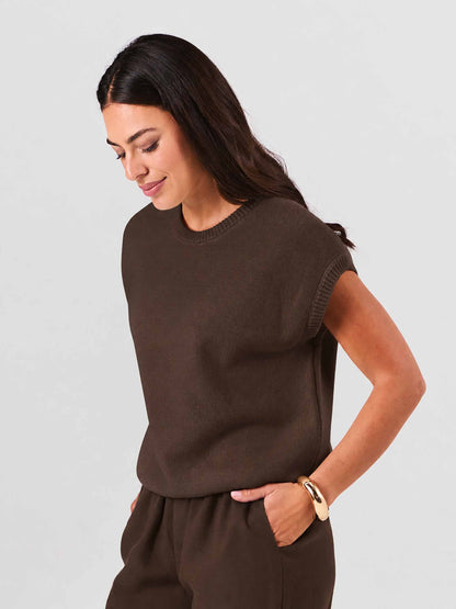 Lee Cotton Knit Vest- Coffee Bean