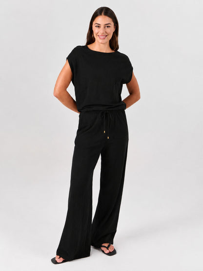 Textured Slub Luxe Layer Tee - Black