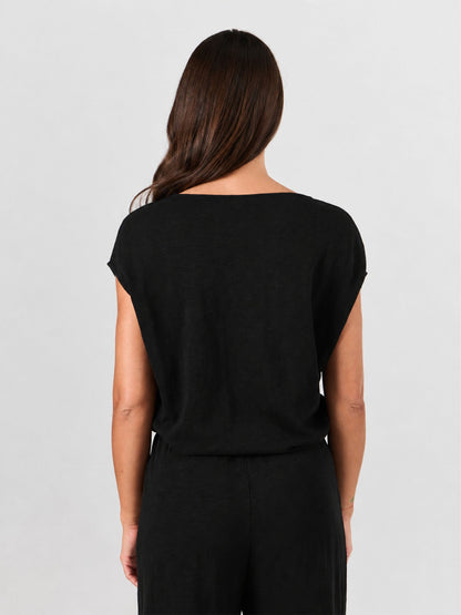 Textured Slub Luxe Layer Tee - Black