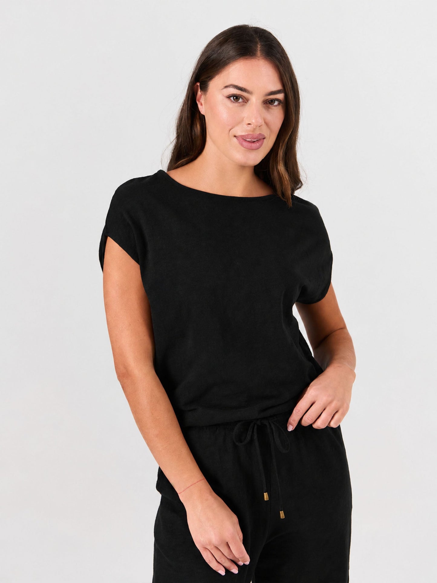 Textured Slub Luxe Layer Tee - Black