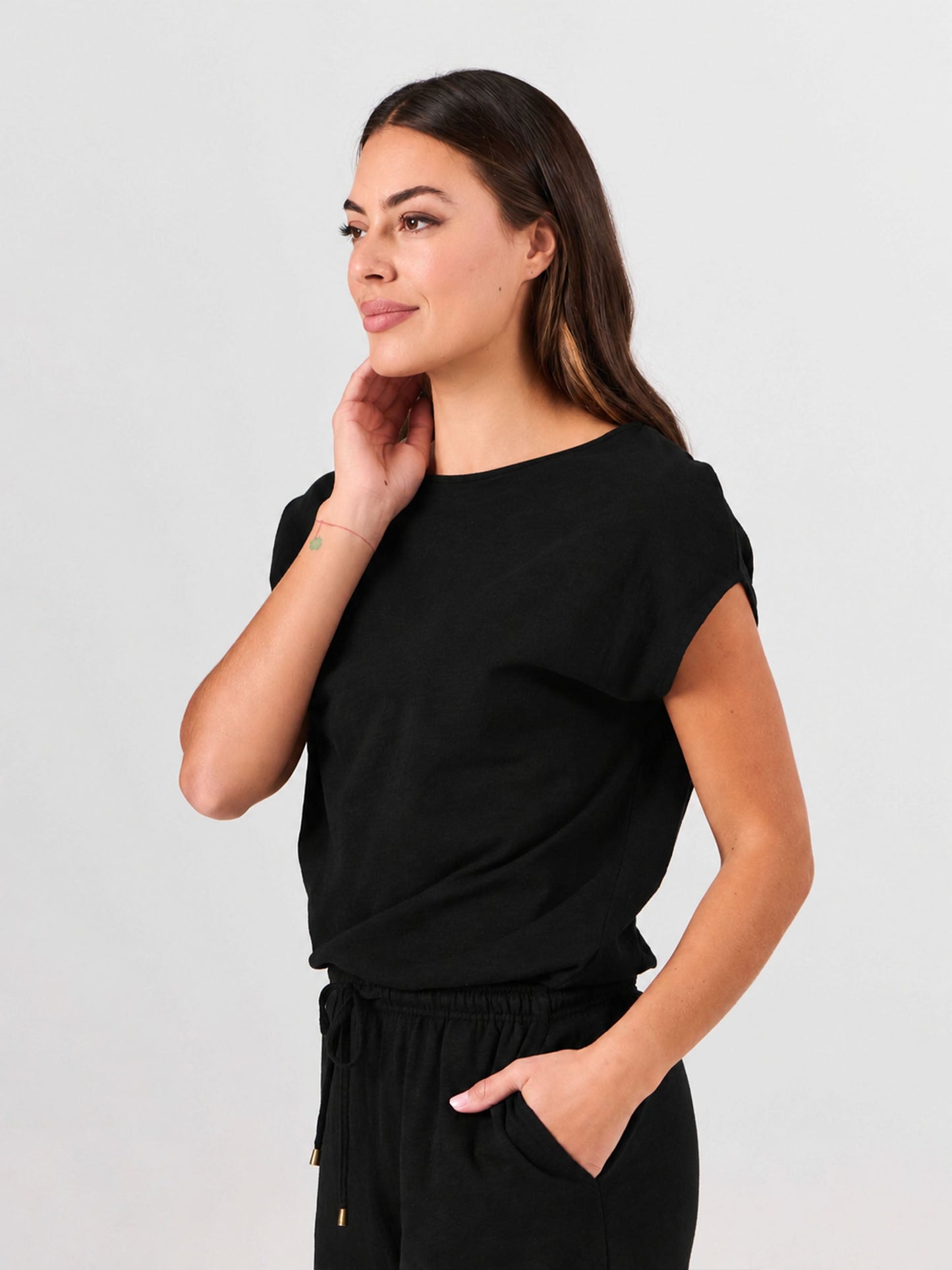 Textured Slub Luxe Layer Tee - Black