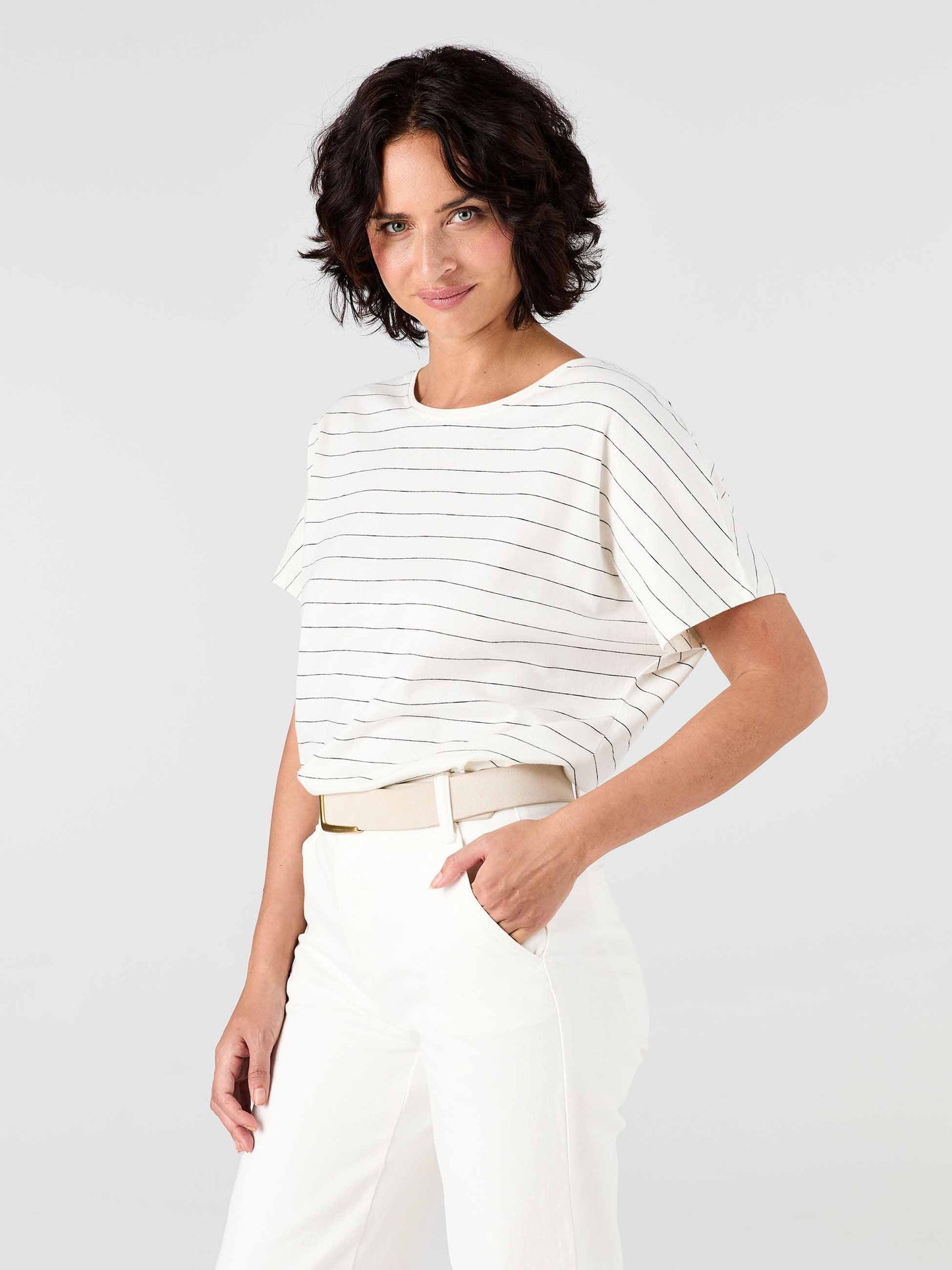 Yarn Dye Stripe Tee - Black & White Stripe