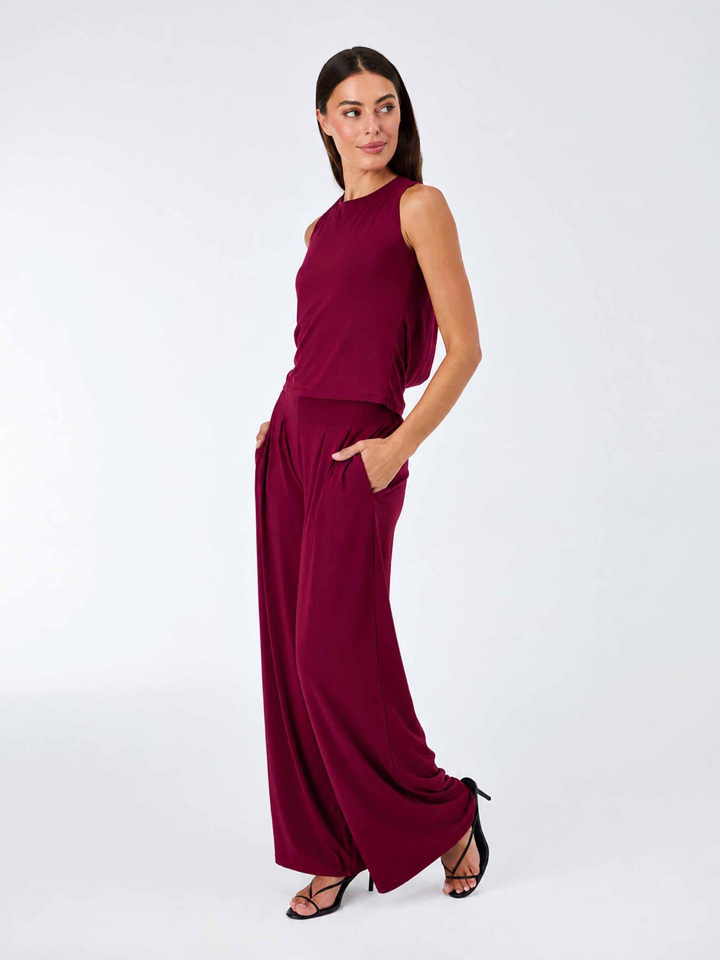 Cowl Back Top - Sangria