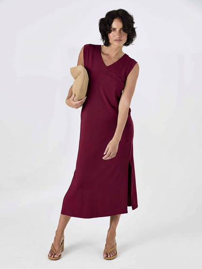 Everly V Neck Maxi  Dress - Sangria
