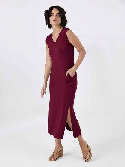 Everly V Neck Maxi  Dress - Sangria