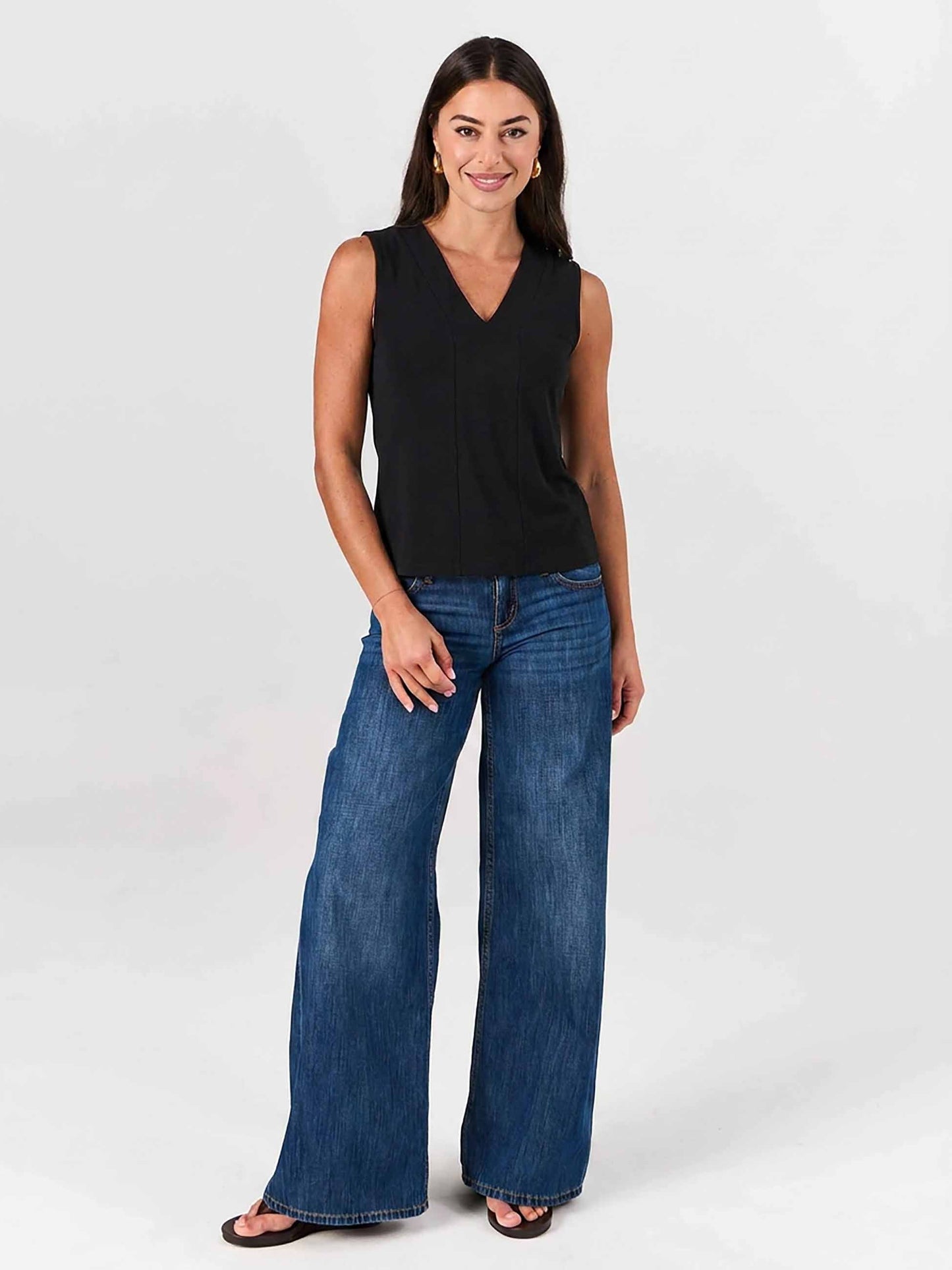 Laura V Neck Top - Black