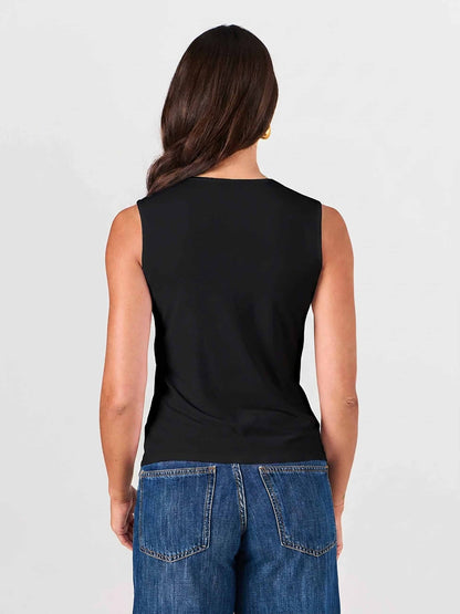 Laura V Neck Top - Black