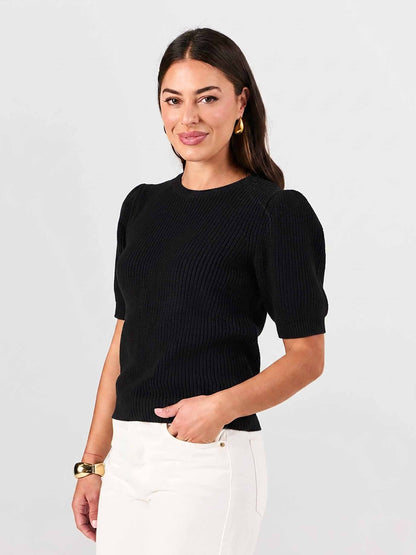 Claire Cotton Knit Top - Black