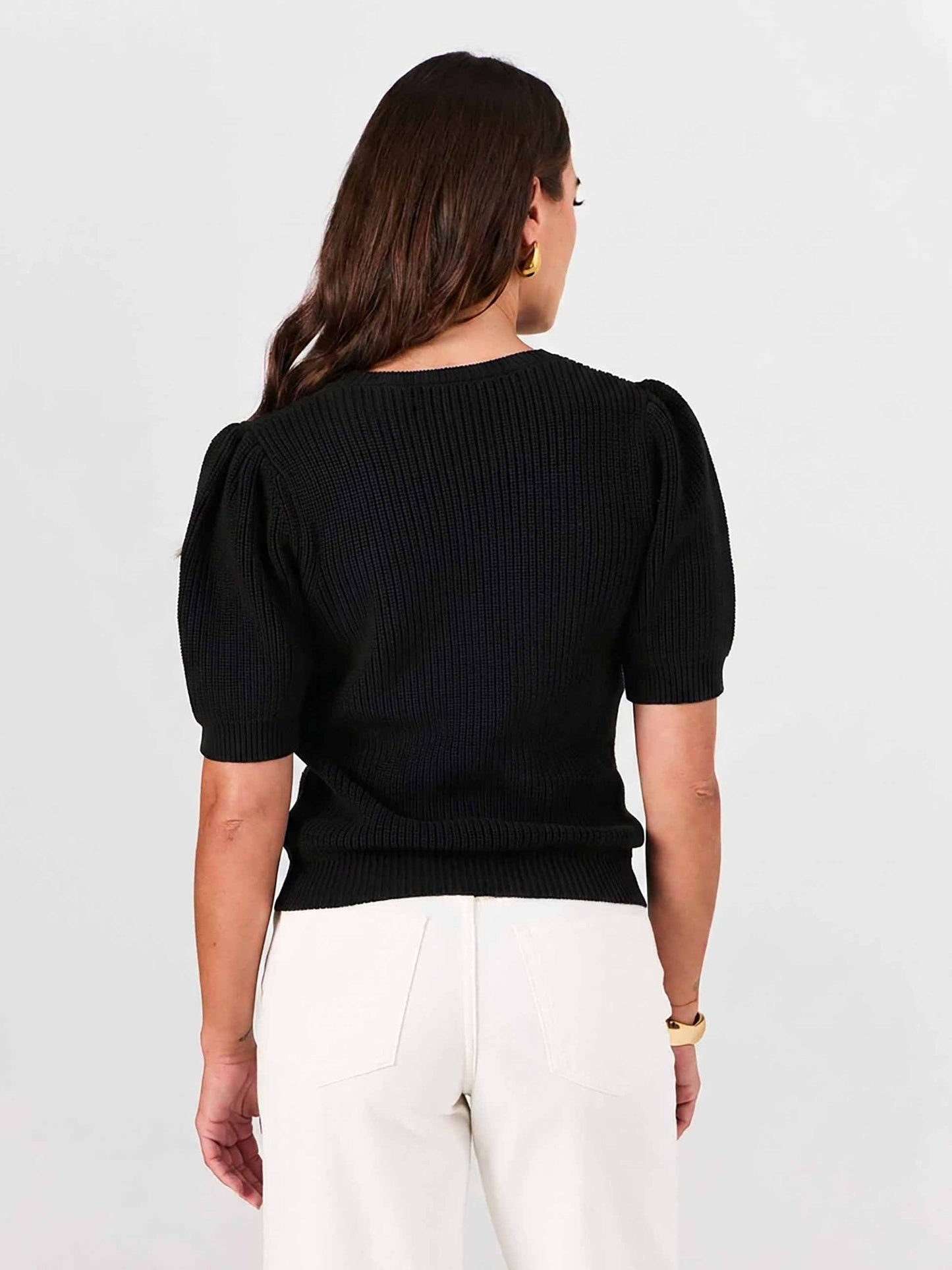 Claire Cotton Knit Top - Black