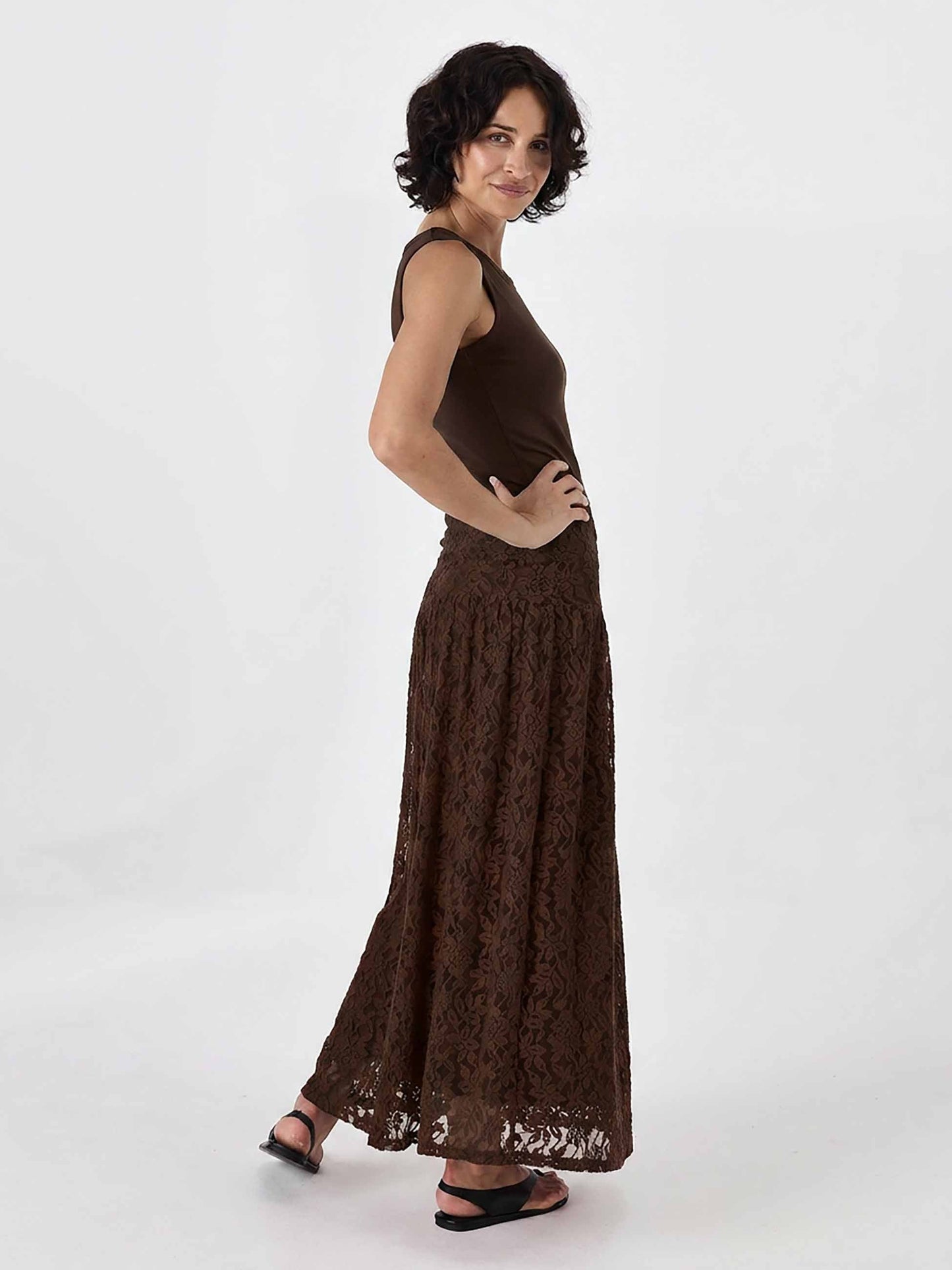 Chantelle Lace Skirt - Coffee Bean