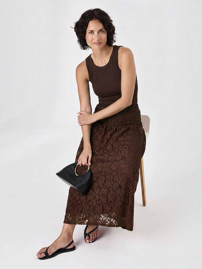 Chantelle Lace Skirt - Coffee Bean