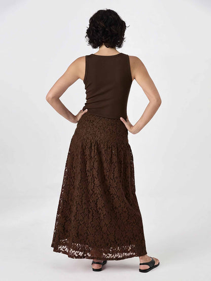 Chantelle Lace Skirt - Coffee Bean