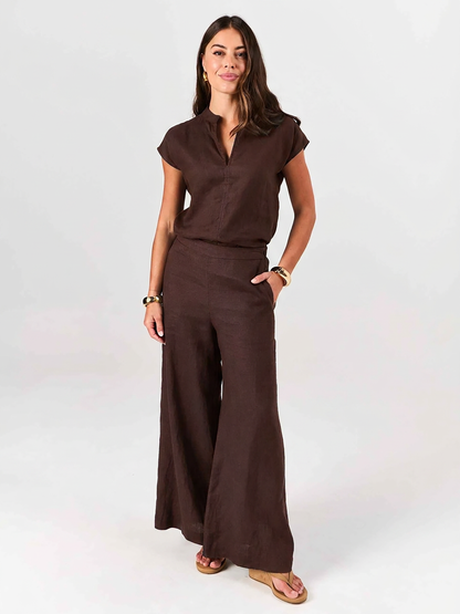 Sophia Linen Tunic - Mocha