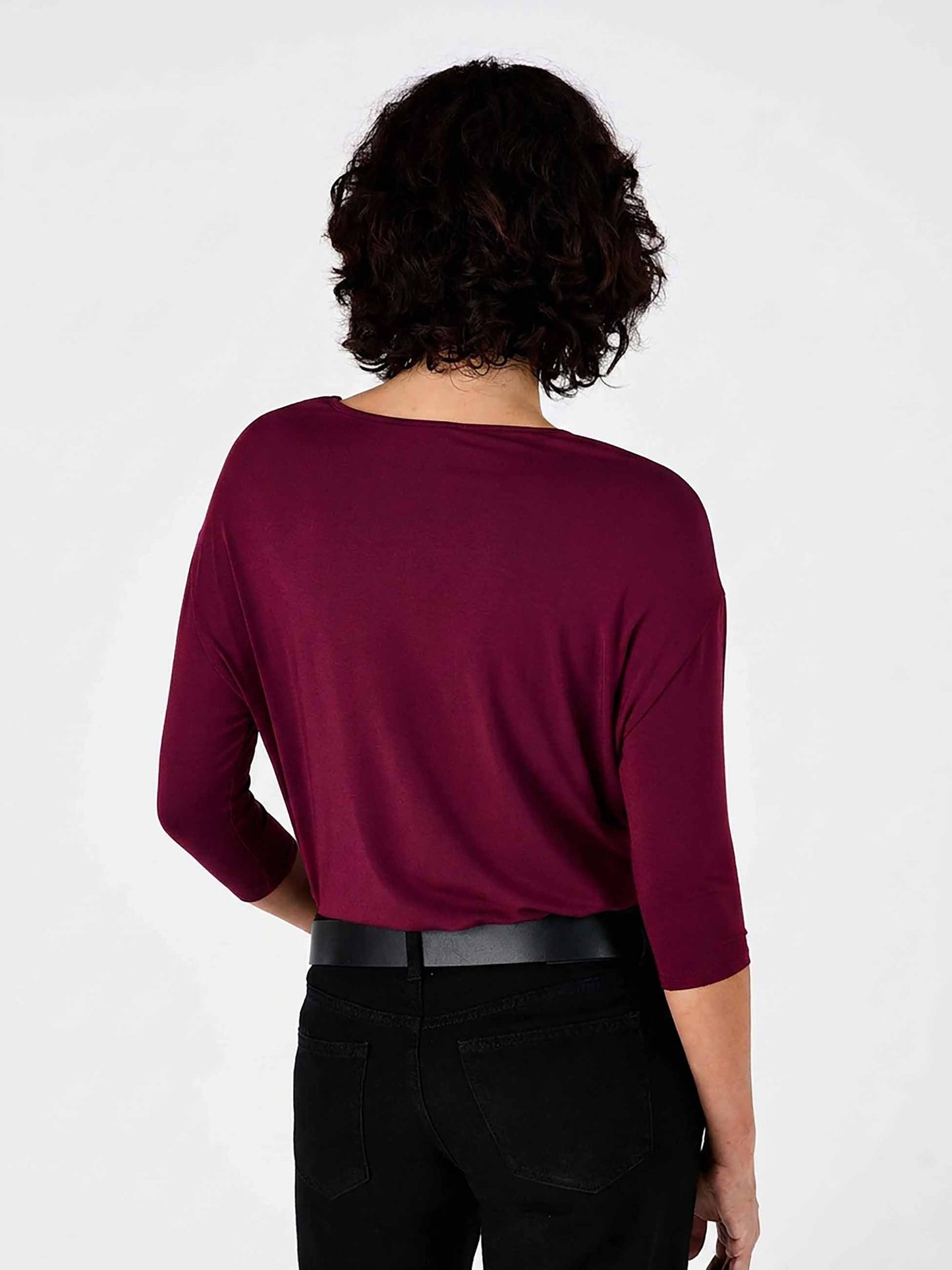 Modal Luxe Layer Tee  3/4 Sleeve - Sangria