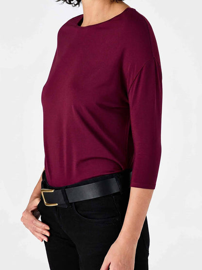 Modal Luxe Layer Tee  3/4 Sleeve - Sangria