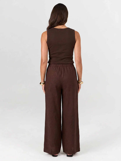 Sasha Linen Pants - Mocha