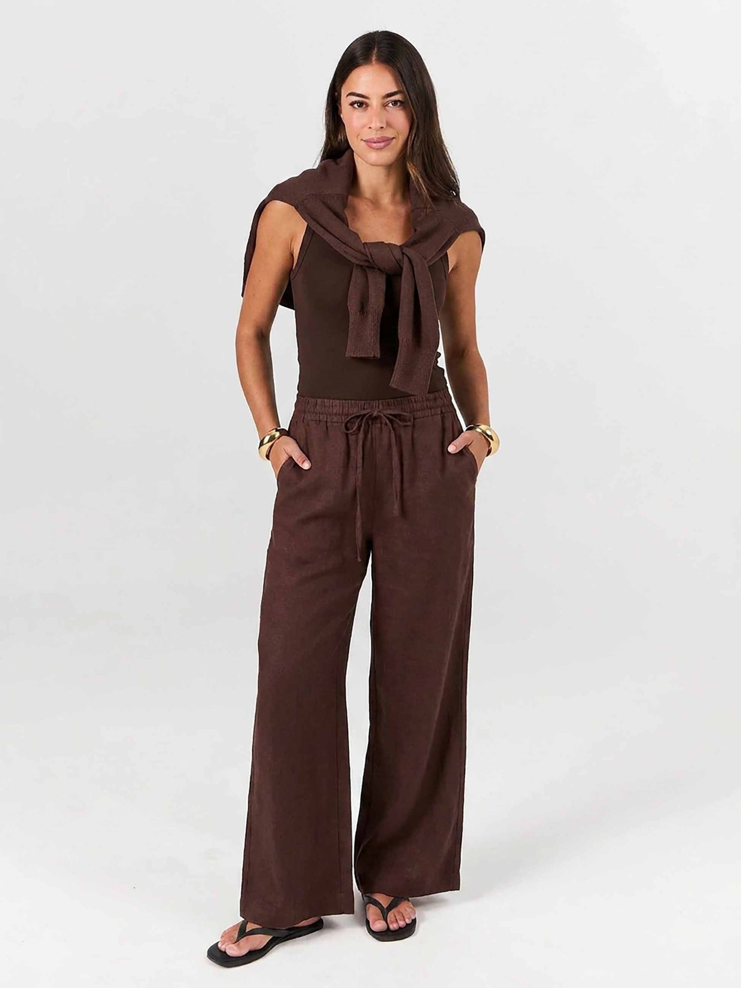 Sasha Linen Pants - Mocha