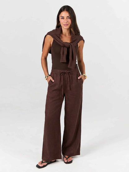 Sasha Linen Pants - Mocha