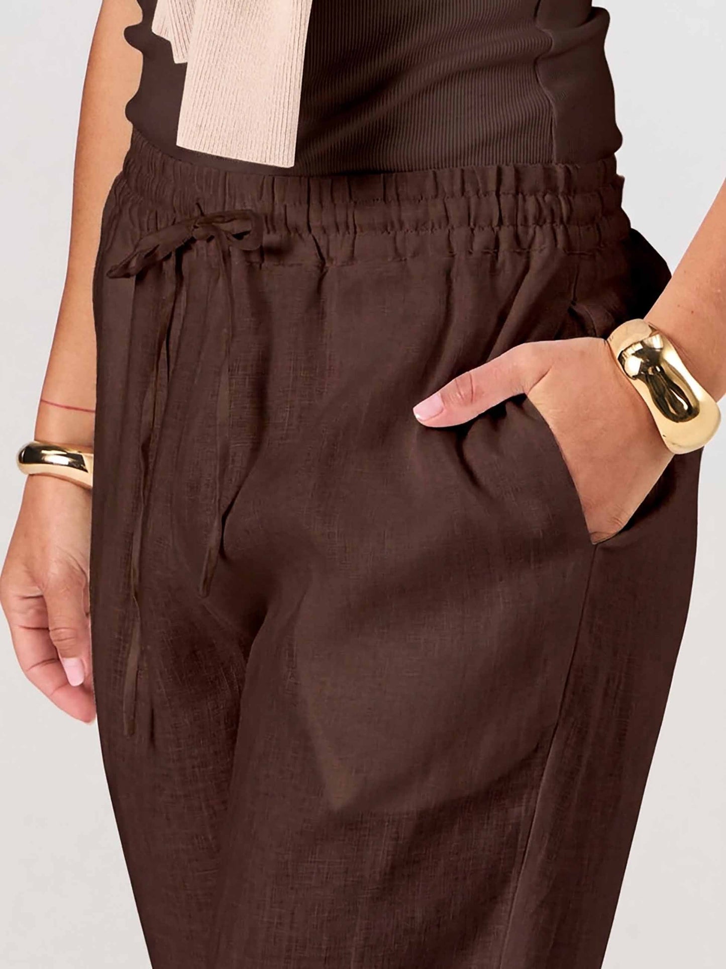 Sasha Linen Pants - Mocha