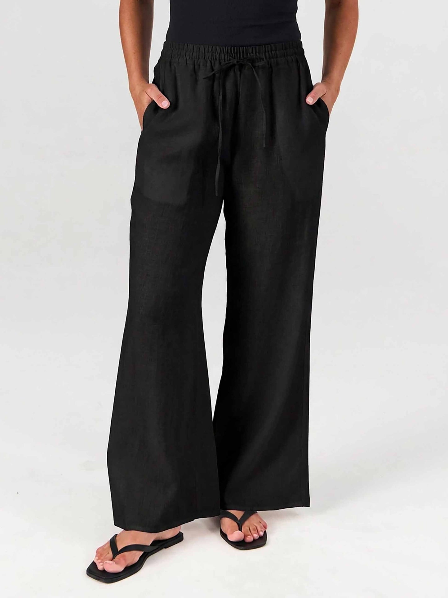 Sasha Linen Pants - Black