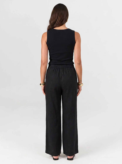 Sasha Linen Pants - Black