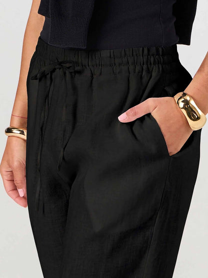 Sasha Linen Pants - Black