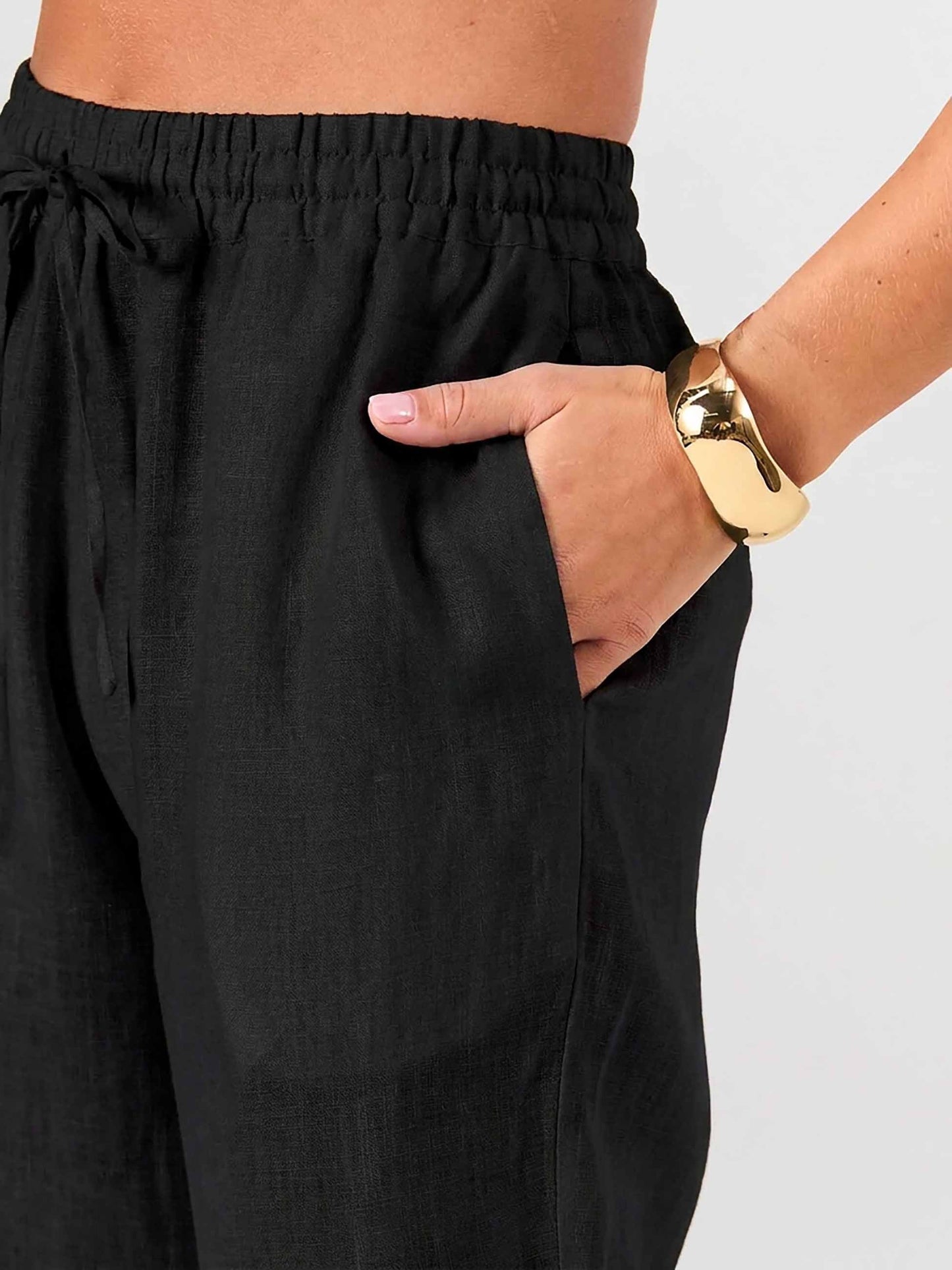 Sasha Linen Pants - Black
